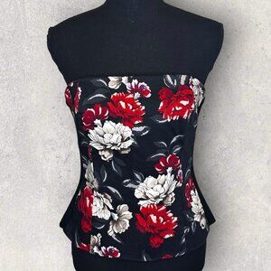 WHBM Red Floral Bustier Top